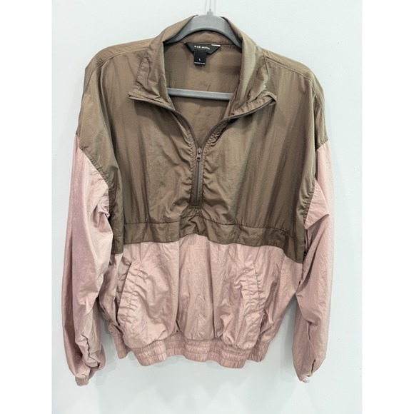 rae mode Jackets & Blazers - Rae Mode Color Block Half Zip Windbreaker Jacket Large Nylon Lightweight Mauve
